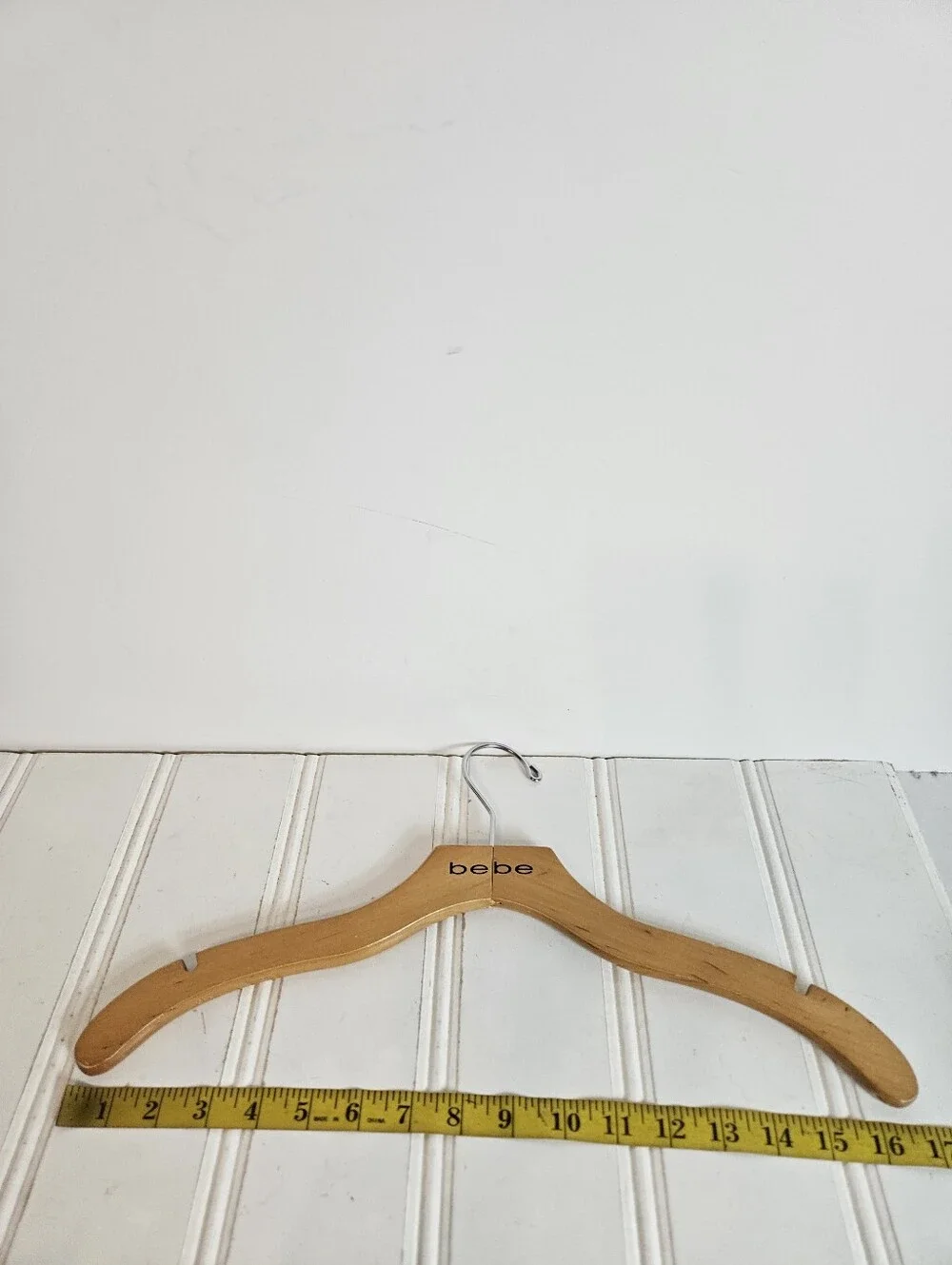 Bebe Wooden Hanger OS Vintage Y2K Retail Store Display Logo Hardwood Natural Woo